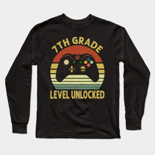 7th Grade Level Unlocked First Day of School Video Gamer Long Sleeve T-Shirt